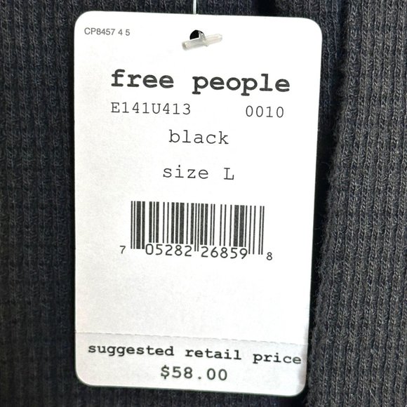 We The Free/Free People Waffle Weave Black L/S Top - Size L - NWT - Picture 7 of 8
